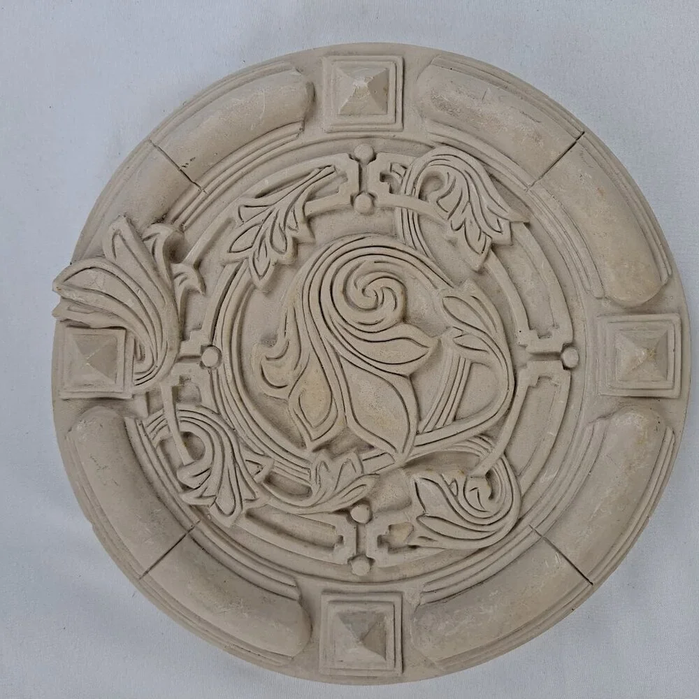 Handmade Vintage Ceramic Wall Hanging Cream Color 3D Relief Hangers on Back